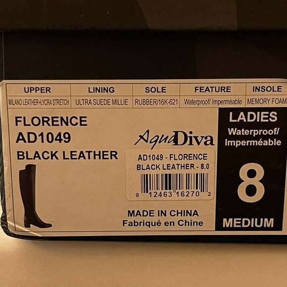 Aqua Diva Waterproof Over the Knee Boots Leather Black Block Heel Sz 8 NEW - Picture 11 of 11